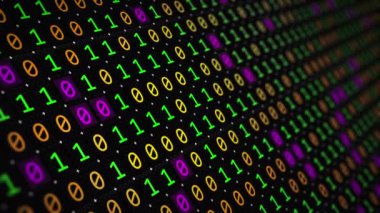 İkili kod teknolojisine dayalı bir arka plan. Dijital verileri hackleme ve virüslerden korumak. Kripto para birimiyle mali işlemler, bulut içinde bilgi depolama. Yüksek seviye şifreleme