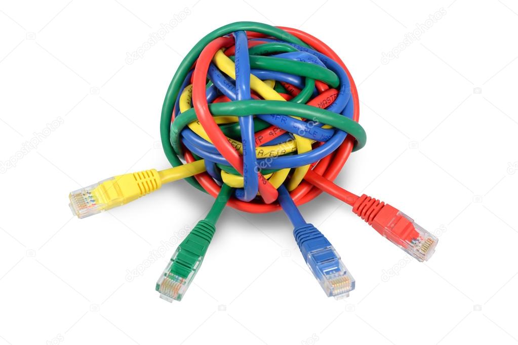 Ball Colored Network Cables Isolated on White