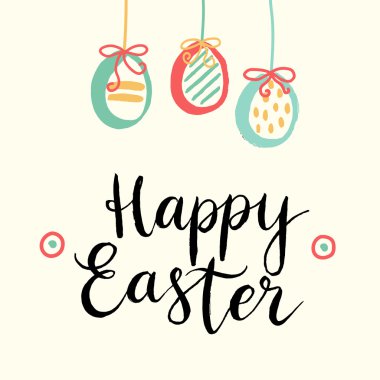 Mutlu Paskalya kartları illüstrasyon Paskalya yumurtaları ve yazı tipi ile.
