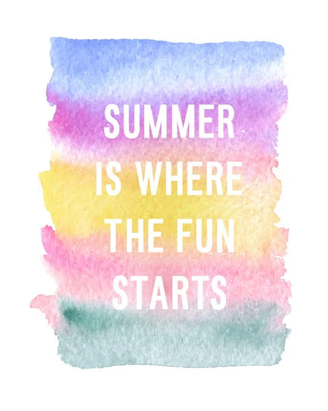 동기 부여 포스터 "여름은 재미 시작" 추상적인 배경 스톡 일러스트레이션