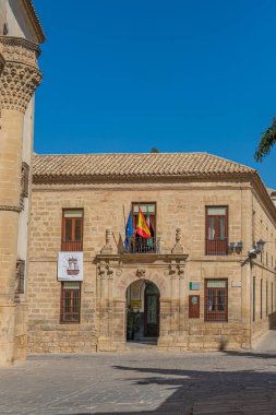 Old stoned alley in Baeza medieval city, declared along with Ubeda as world heritage by unesco, Andalusia, Spain vertical