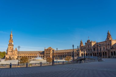 The famous Plaza de Espana, Spain Square, in Seville, Andalusia, Spain. It is located in the Parque de Maria Luisa