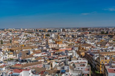 City skyline of Sevilla aerial view from the top of Cathedral of Saint Mary of the See, Seville Cathedral , Andalusia, Spain