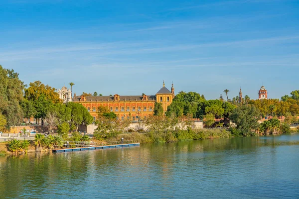 Historical Palacio San Telmo Baroque Architecture Green Embankment Guadalquivir River — Stockfoto