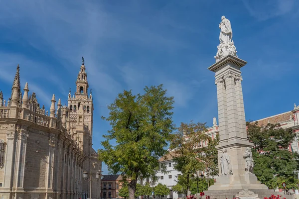 Plaza Del Triunfo Cathedral Saint Mary See Seville Largest Gothic —  Fotos de Stock