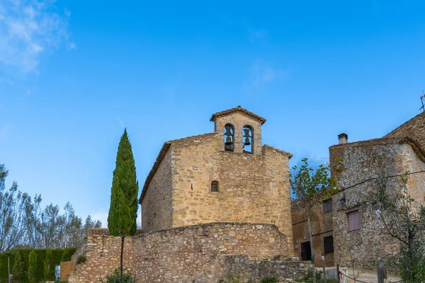 Traditional Small Historical Village Llaberia Countryside Small Church Serra Llaberia — Φωτογραφία Αρχείου