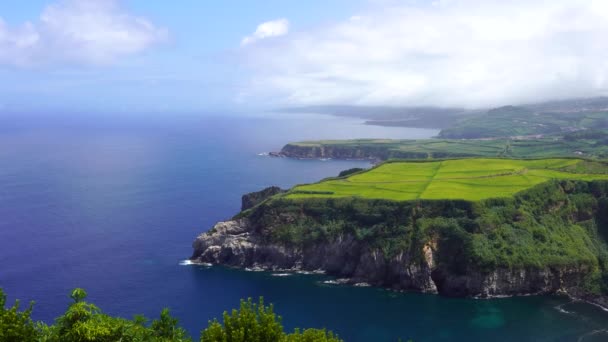 Panorama Pohled Pobřeží Ostrova Sao Miguel Vyhlídkového Místa Santa Iria — Stock video