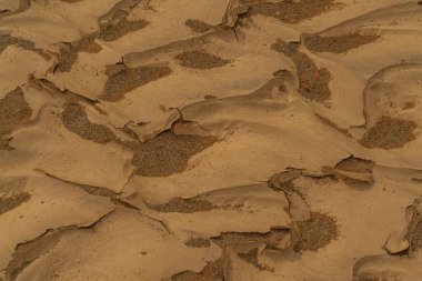 Dalgalanmış altın rengi çöl kum dokusu, Sossusvlei 'nin arka planı.