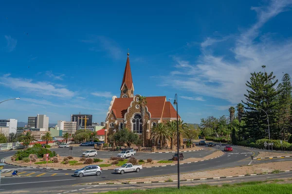 La Iglesia de Cristo o Christuskirche es un hito histórico y la iglesia luterana en Windhoek, Namibia —  Fotos de Stock
