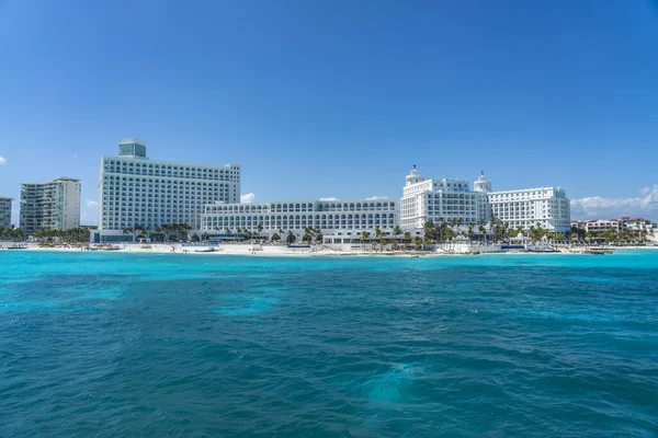 Utsikt Från Hotel Zone Cancun Med Turkos Hav Kust Och — Stockfoto