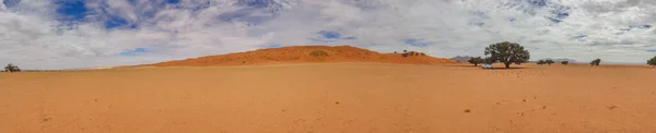 Панорама Пустыни Намиб Sossusvlei Утреннее Время Фоне Голубого Неба Красивыми — стоковое фото