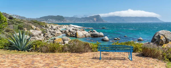 Panoráma Idilli Sziklás Strand Cape Town Dél Afrika Népszerű Turista — Stock Fotó