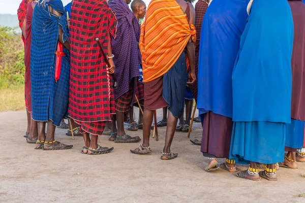 Ngorongoro Tanzania February 2020 Group Massai Warrior Participating Traditional Dance — Stock Photo, Image