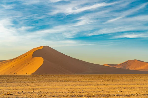 Panorama Big Large Sand Dune Morning Time Sossusvlei Background Blue — Stock Photo, Image