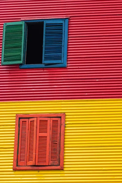 Boca Caminito Vue Rue Deux Fenêtres Colorées Dans Ville Buenos — Photo