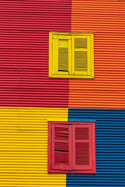 Rue Caminito Boca Fenêtres Avec Les Bâtiments Colorés Buenos Aires — Photo