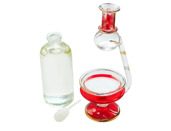 Glassaromlampe, isolert med flaske – stockfoto