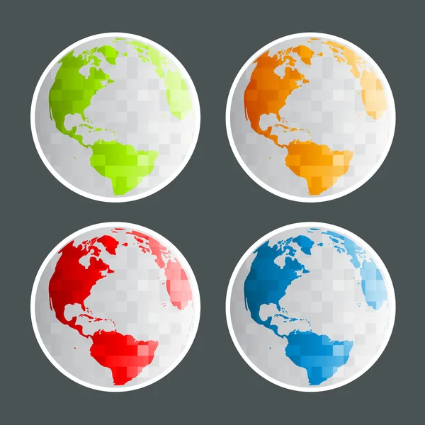 Pixel Planet Earth Icons — Vector de stoc