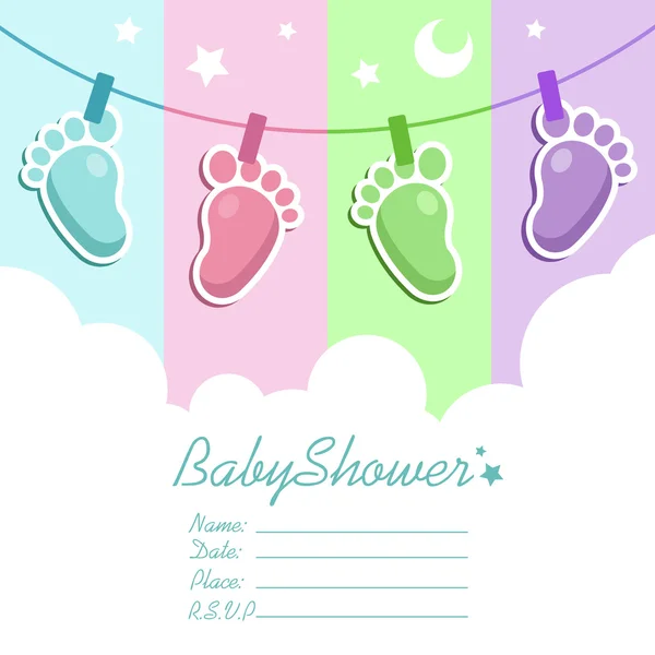 Baby shower inbjudan kort — Stock vektor