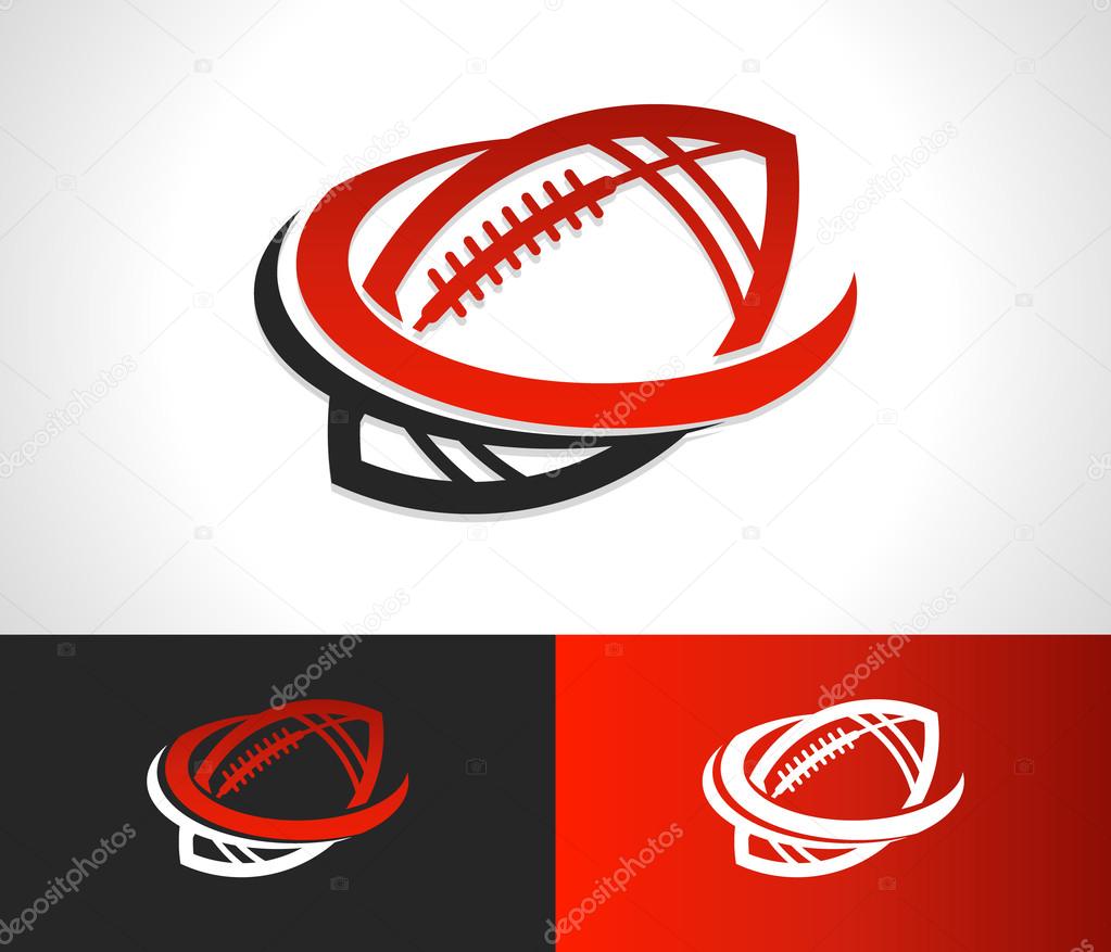 American football logo icon with swoosh graphic element
