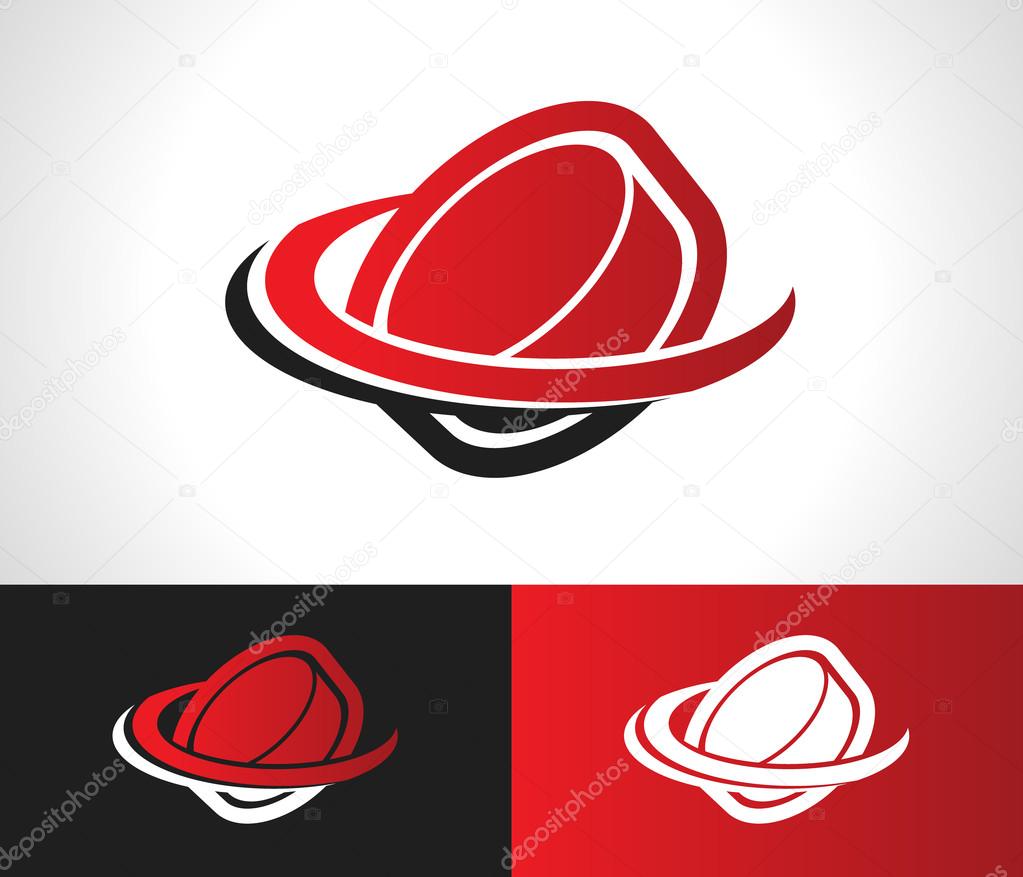 Hockey puck logo icon with swoosh graphic element