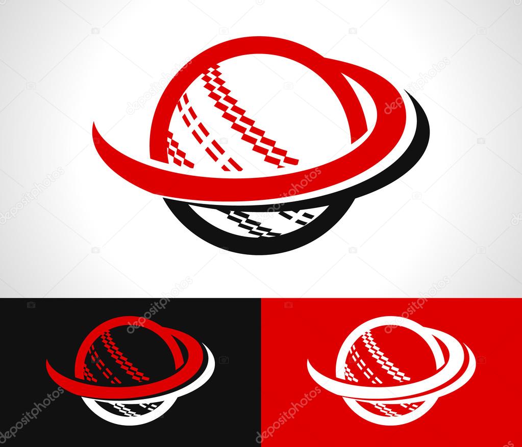 Cricket ball logo icon with swoosh graphic element