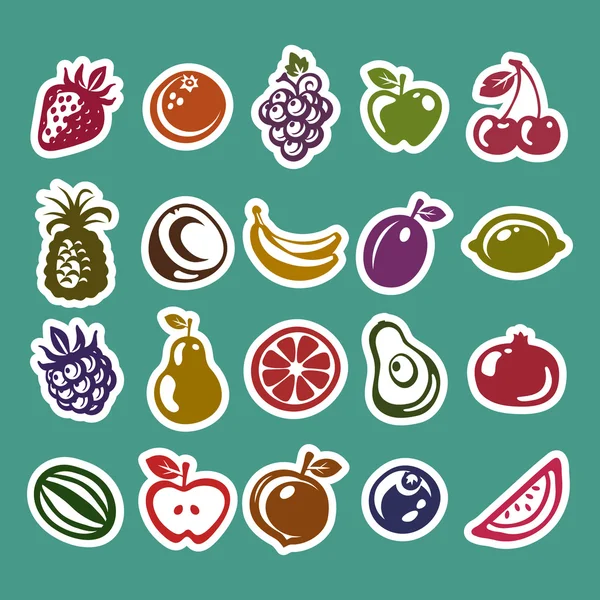 Frukt klistermärke ikoner — Stock vektor