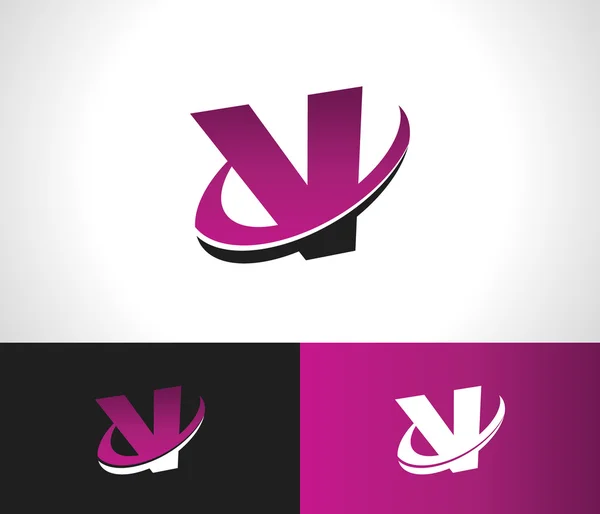 Swoosh alfabeto icono V — Vector de stock