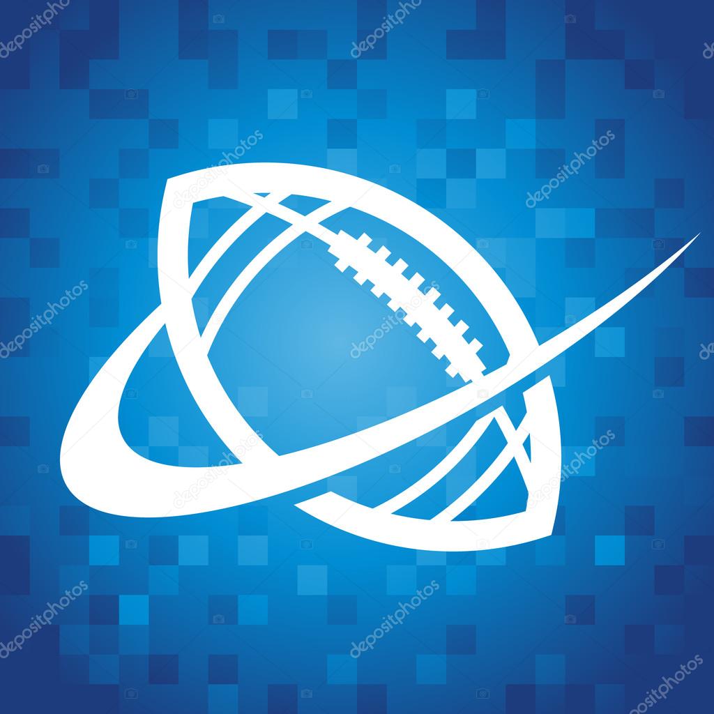 American football logo icon on blue pixel background