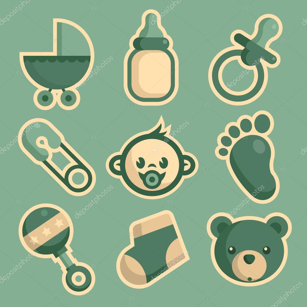 Baby Shower Icons Stock Vector by ©Mictoon 80528610, image size:1024x1024