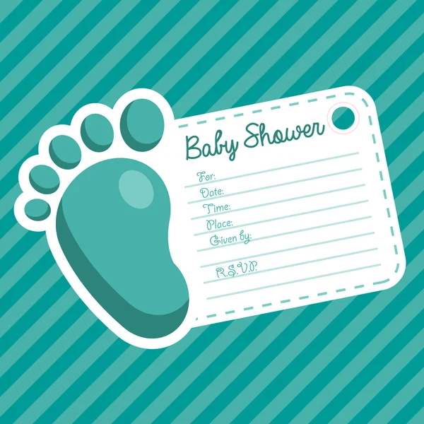 Mavi ayak Bebek Hediyeleri Partisi Davetiyesi — Stok Vektör