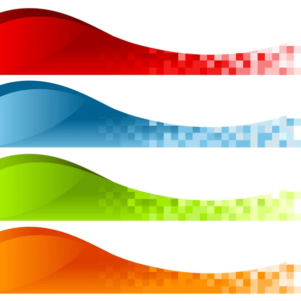 Bannières colorées Pixel Swoosh — Image vectorielle
