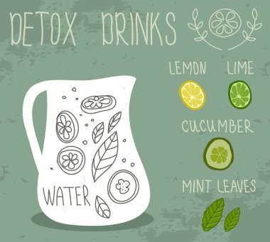 İçki detoks. Vektör çizim.