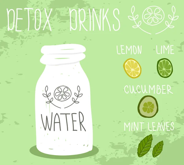 Detox drink. Vektor illustration — Stock vektor