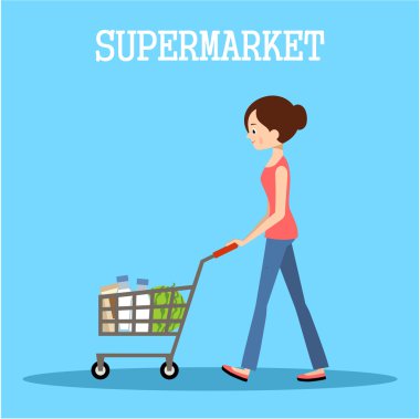 İnsanlar bir süpermarkette satın almalarla