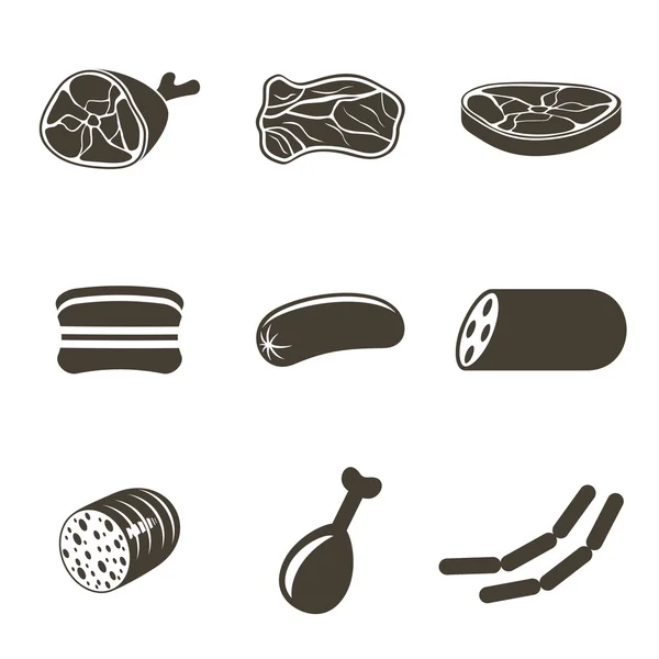 Diferentes iconos de carne — Archivo Imágenes Vectoriales