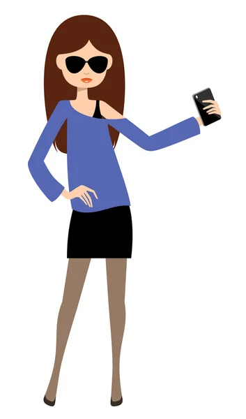 Femme moderne avec un gadget — Image vectorielle
