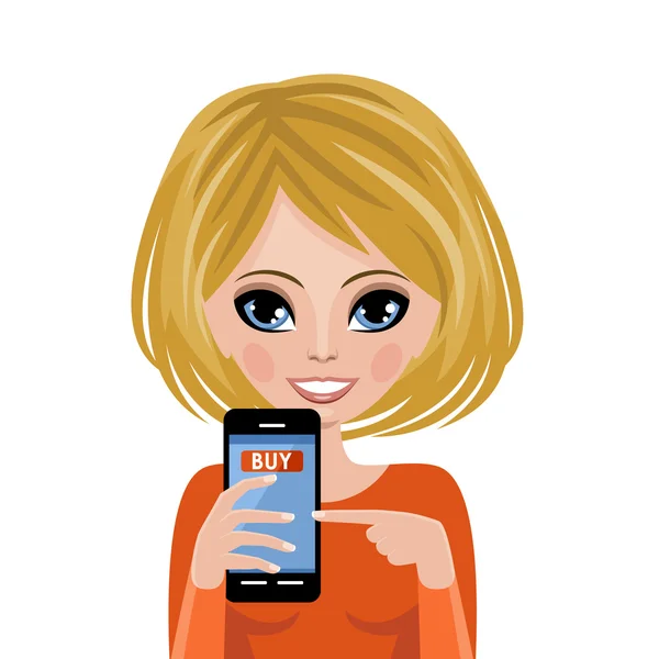 Woman advertizes mobile payment — Stock Vector