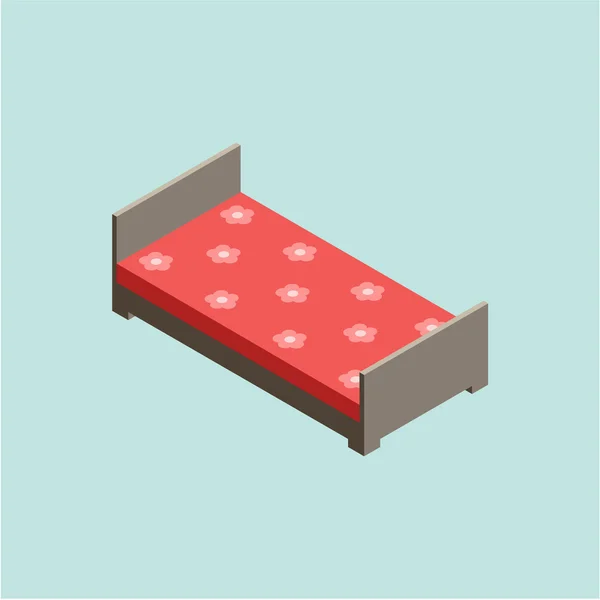 3D-Isometrisches Bett — Stockvektor