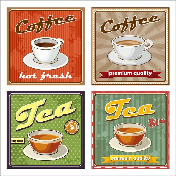 Vintage koffie en thee poster. — Stockvector