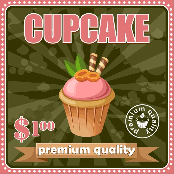 Affiche Vintage Cupcake . — Image vectorielle