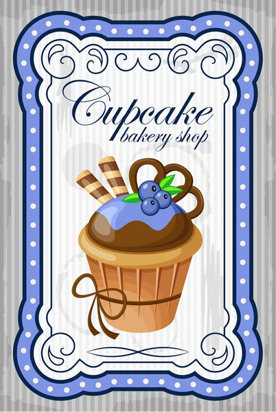 Vintage cupcake poster. vector illustration — Stock Vector