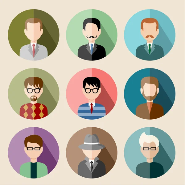 Conjunto de iconos planos círculo con el hombre. ilustración vectorial — Archivo Imágenes Vectoriales