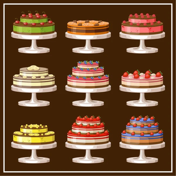 Set of cakes. vector illustration — Stock Vector