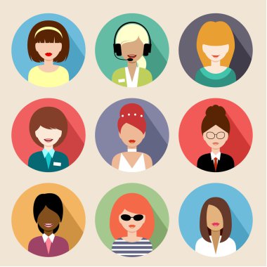 Erkeklerle daire düz simgeler kümesi.