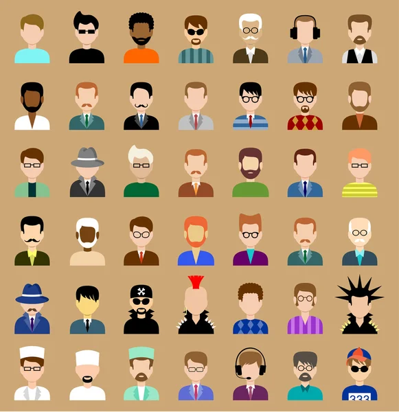 Conjunto de iconos de círculo plano con los hombres. ilustración vectorial — Vector de stock