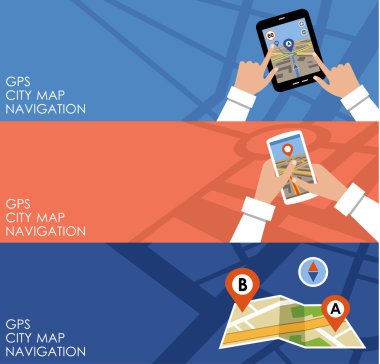 Üç afiş navigasyon Gps.. 