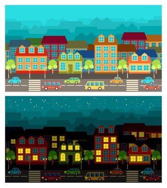 Düz tasarım tarzı şehir. 