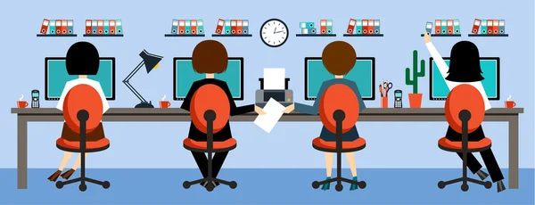 Office life in the style flat design — Stock Vector