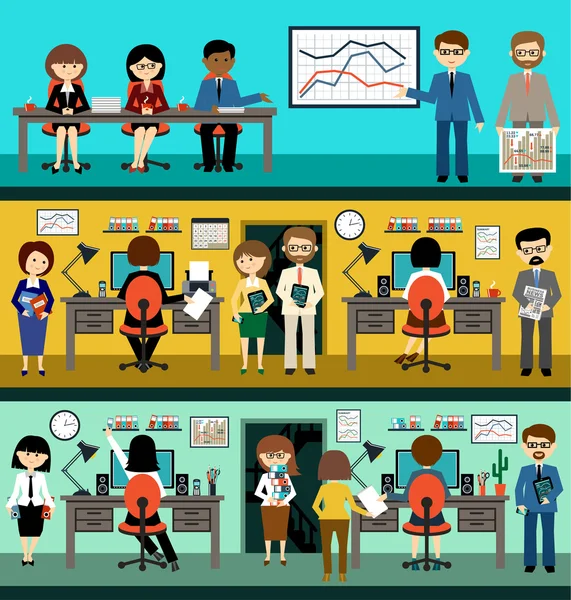 Büro hayatı. İnsanlar tarzı düz tasarım